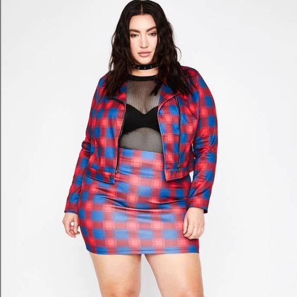 NWOT Pretty Plaid Action Moto Jacket - Picture 2 of 6